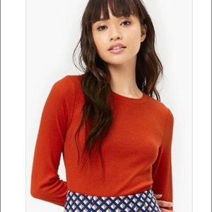 Ribbed curve hem crop top in tomato